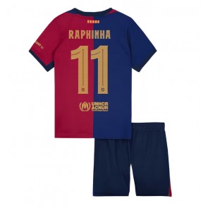 Barcelona Raphinha Belloli #11 Dětské Domácí dres komplet 2024-25 Krátký Rukáv (+ trenýrky)